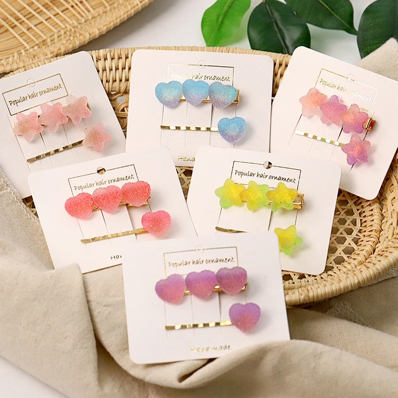 Korean children's heartwarming gummy hair clips, cute hair clips, straight clips for girls, babies, girls, bangs clips, hair accessories and headwear Specification drawing
