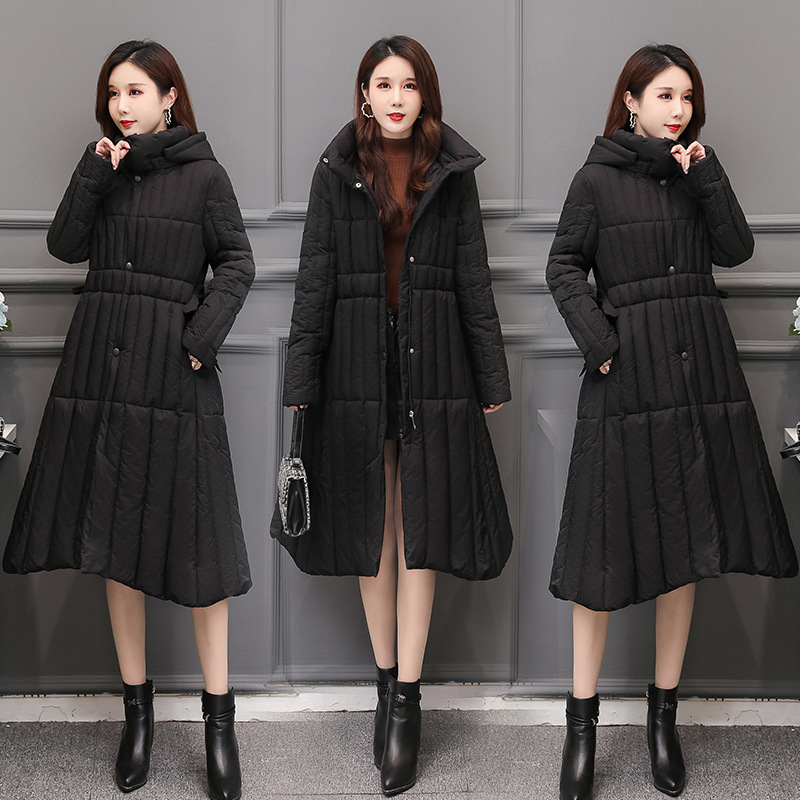 Foreign trade hooded cotton-padded jacket for women, 2020 winter, knee-length, loose, mother's dress, cold-proof, down cotton-padded jacket, women's cotton-padded jacket Application Scenario