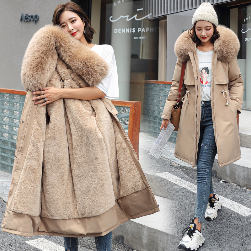 Winter new mid-length Paisuke cotton-padded jacket for women, Korean version of lambskin wool down cotton-padded jacket for women Specification image