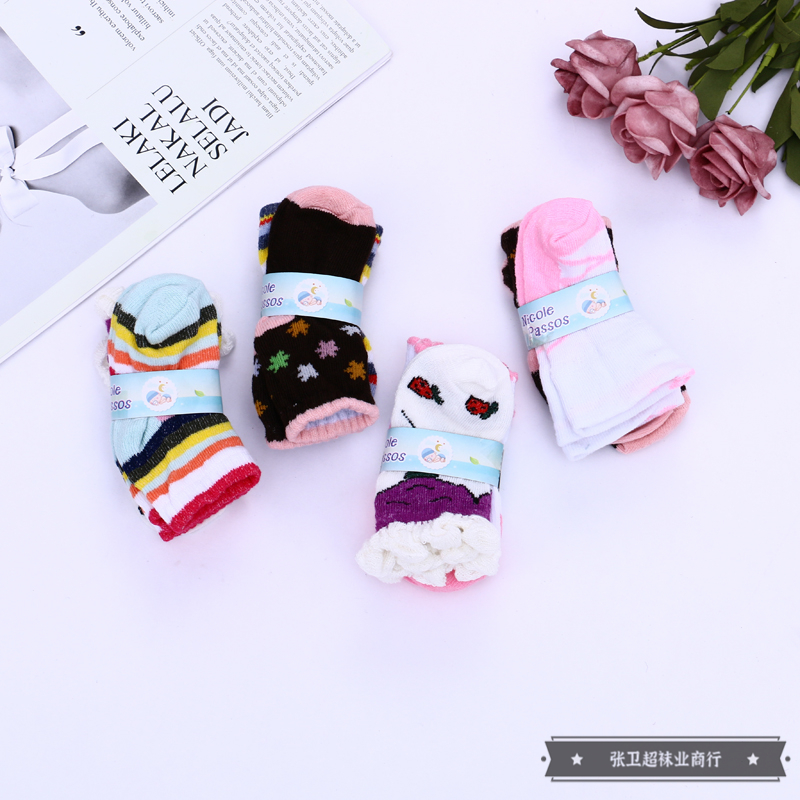 New Yiwu quality goods street stall New fashionable and simple baby socks, warm children's socks, fully brushed children's socks, baby socks