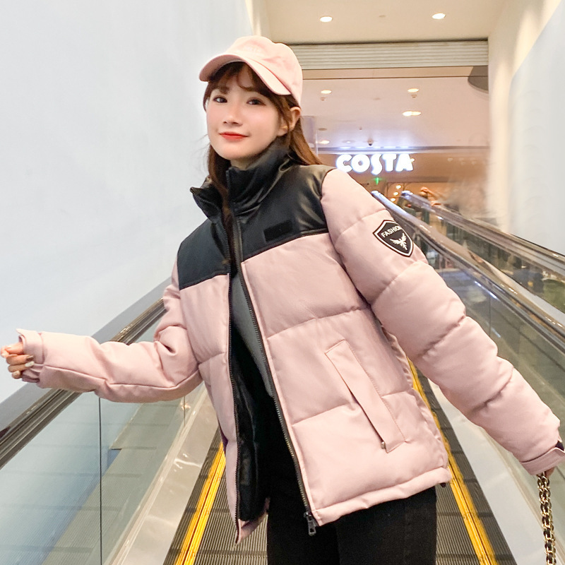 2020 Autumn and winter new women's cotton-padded jackets, short washed leather stand-up collar women's down cotton-padded jackets, large-sized cotton-padded jackets Specification image