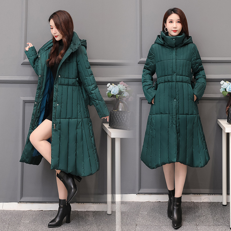 Foreign trade hooded cotton-padded jacket for women, 2020 winter, knee-length, loose, mother's dress, cold-proof, down cotton-padded jacket, women's cotton-padded jacket Specification image