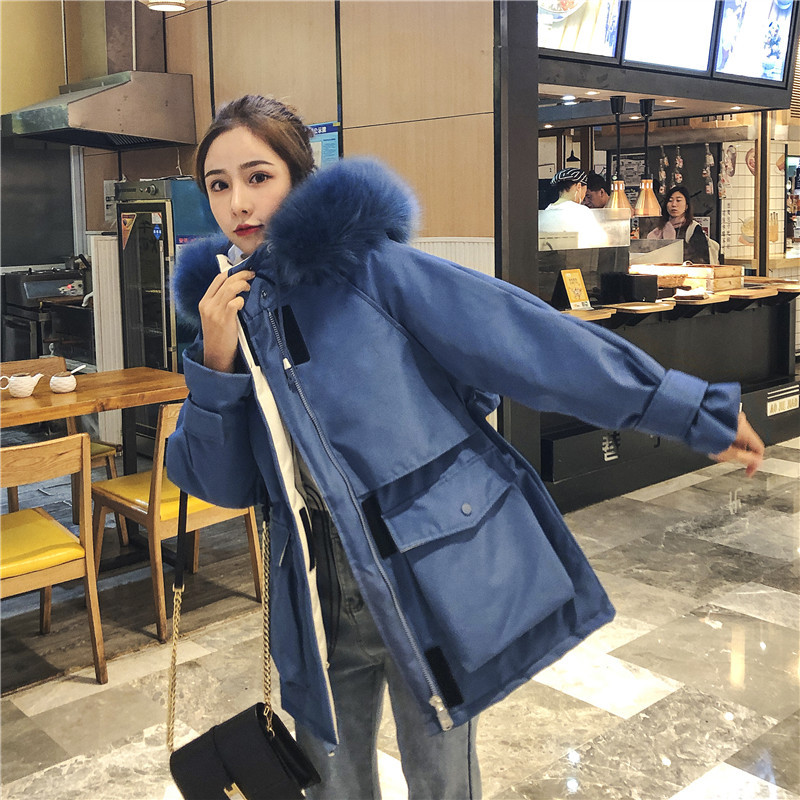 实拍羽绒棉服女小个子爆款中长款加厚韩版真毛领工装