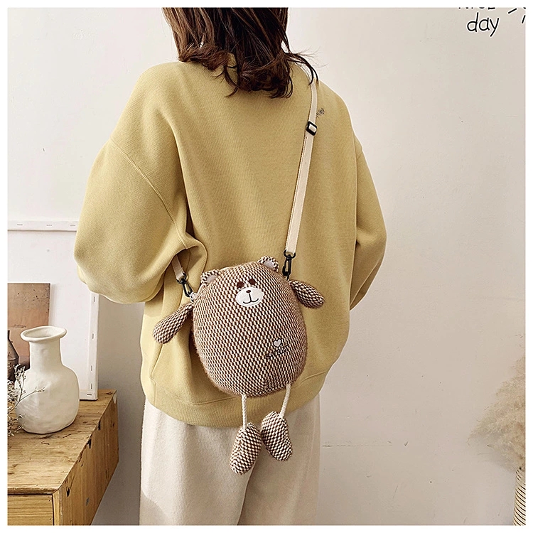 Wholesale custom bear and lion plush chain crossbody bag, girl cartoon single-shoulder, children's mobile phone storage, birthday gift Item Picture