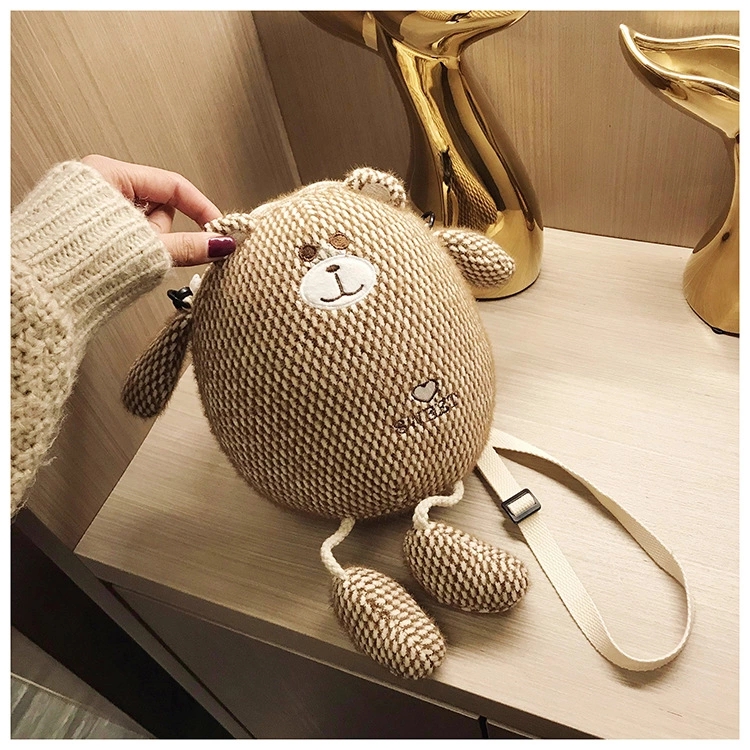 Wholesale custom bear and lion plush chain crossbody bag, girl cartoon single-shoulder, children's mobile phone storage, birthday gift Specification drawing