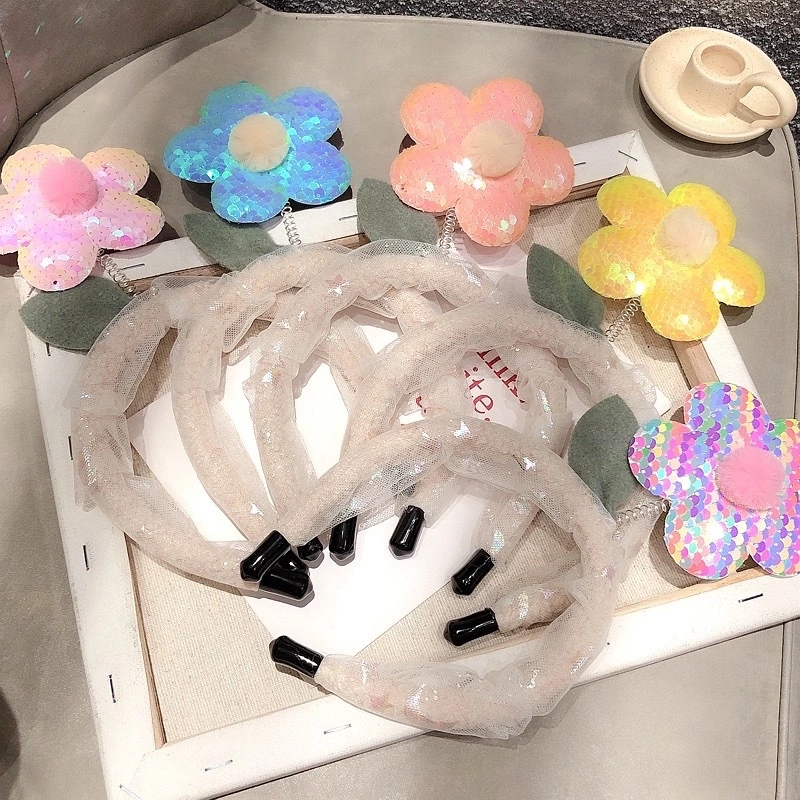 New super fairy-like three-dimensional sequined flower hair band, face-washing fairy, cute girlish heart, funny street stall hair accessories and headwear Specification drawing