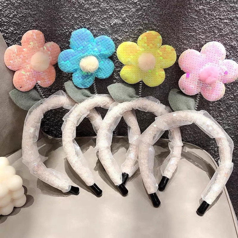 New super fairy-like three-dimensional sequined flower hair band, face-washing fairy, cute girlish heart, funny street stall hair accessories and headwear Application Scenario