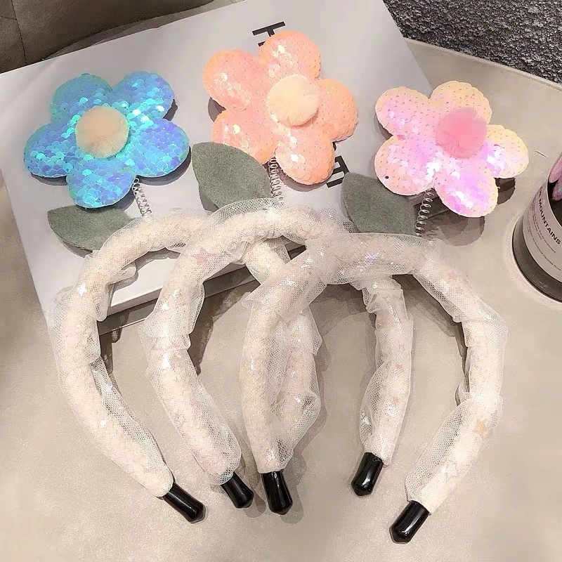 New super fairy-like three-dimensional sequined flower hair band, face-washing fairy, cute girlish heart, funny street stall hair accessories and headwear Item Picture