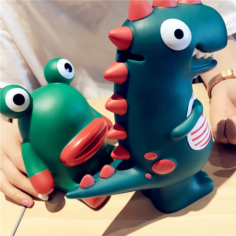 Cartoon cute coin piggy bank, children can take it, inch piggy bank, large and extra-large anti-drop rubber piggy bank, large details Picture