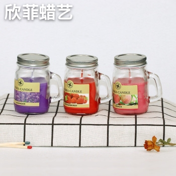 Glass scented candle set Small handle household candle scented candles 6 decorative craft candles