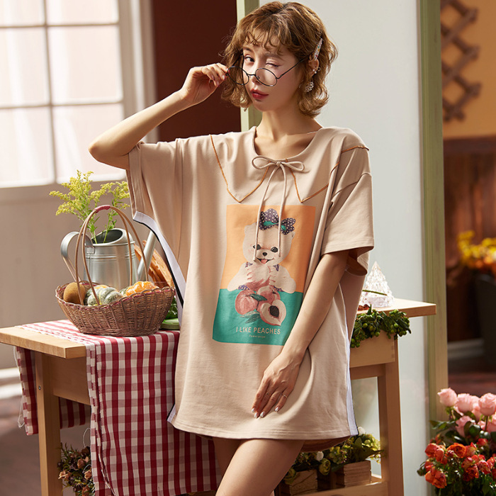 Pure cotton spring and autumn thin dress, summer mid-length short-sleeved large-sized set Specification image