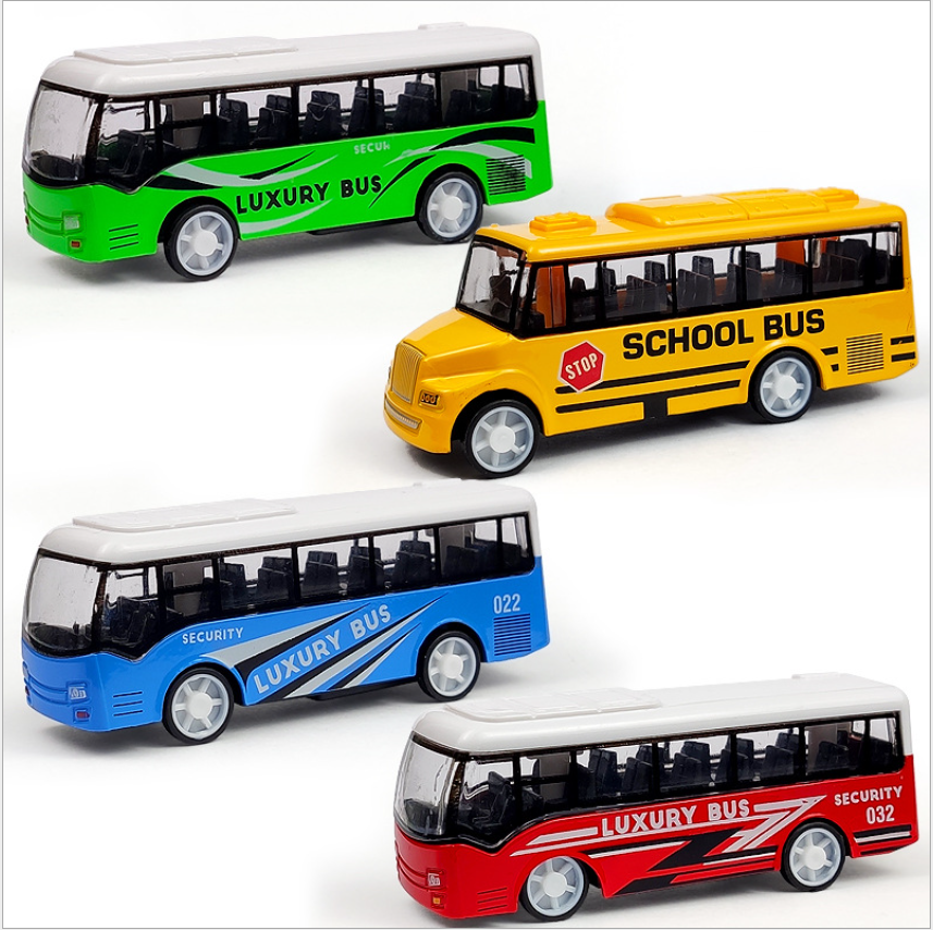 Children's simulated alloy rebound bus, city tour, rebound car toy set, street stall wholesale, inertial car full figure