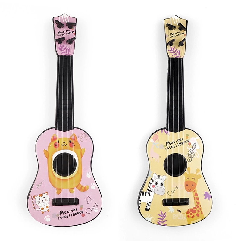 The new children's toy simulation cartoon ukulele, mini fruit guitar, early education and educational instruments are selling well at the street stall details Picture