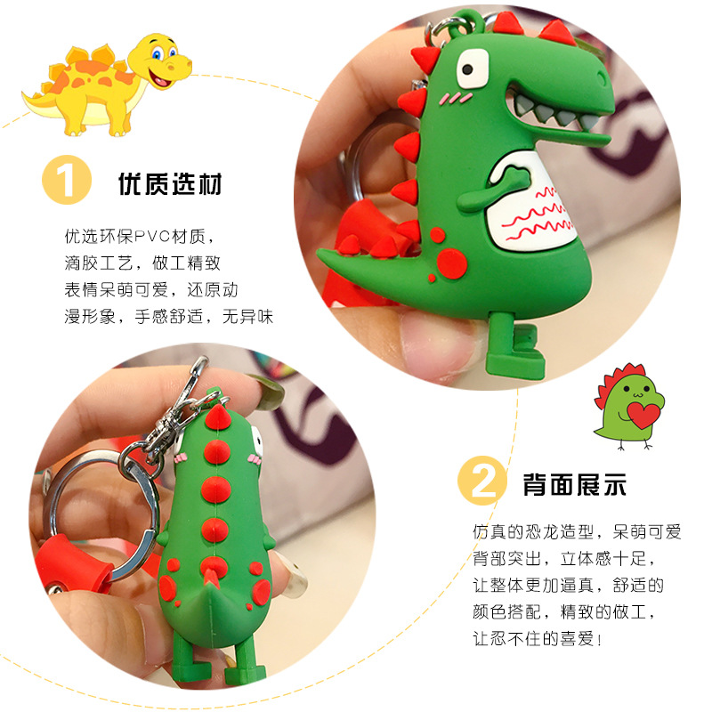 Wholesale of trendy new silicone dinosaur keychains, cute female cartoon figurines, couple key chains, bags, pendants and gifts Application Scenario