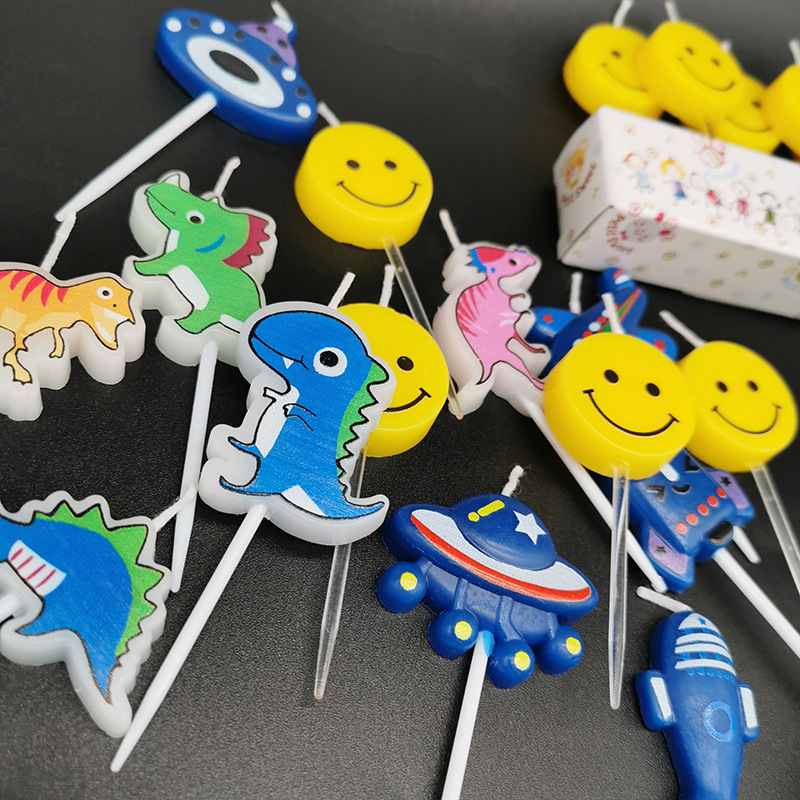 Children's party Birthday candles Creative birthday cartoon candles printed smiley faces birthday candles decorative craft candles