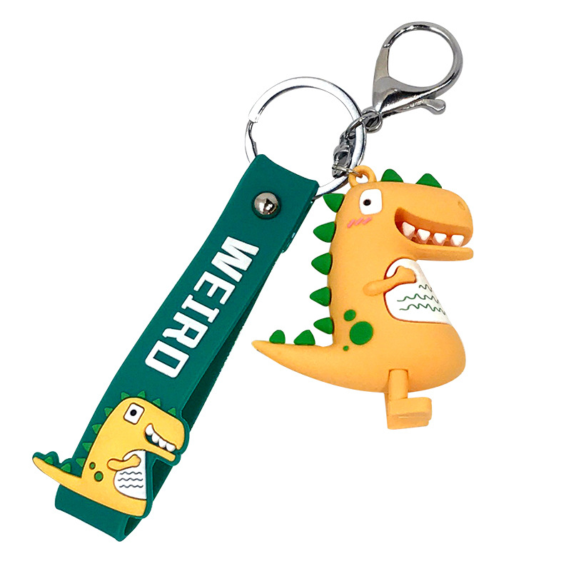 Wholesale of trendy new silicone dinosaur keychains, cute female cartoon figurines, couple key chains, bags, pendants and gifts Item Picture