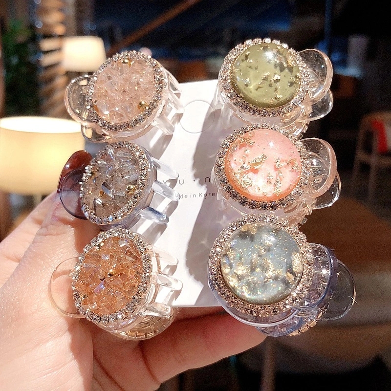 Nanruisen's dreamy, colorful glass foil grab clip, a fresh and innocent crystal hair clip for girls, a Korean princess hair clip details Picture