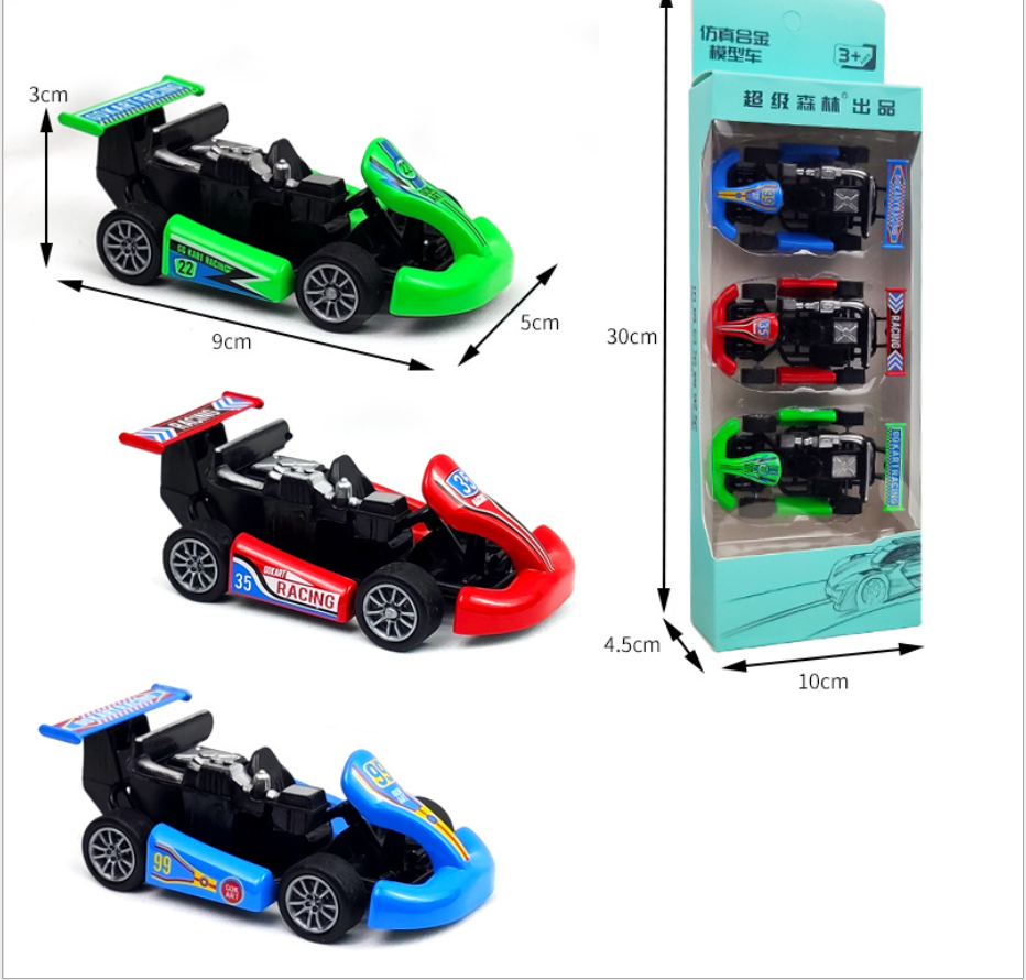 Simulation alloy rebound go-kart cartoon mini Rebound car toy set for boys, model, children's toy batch details Picture