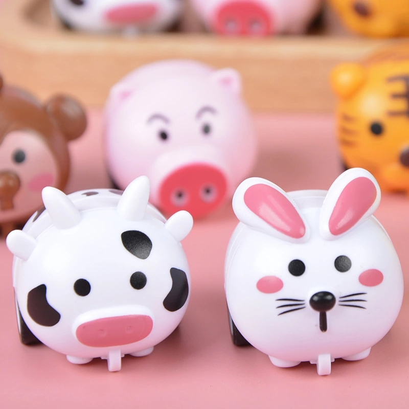 Cartoon mini resilience toy cars, animals, children's cute inertia girls, plastic street stalls, kindergarten toys Application Scenario