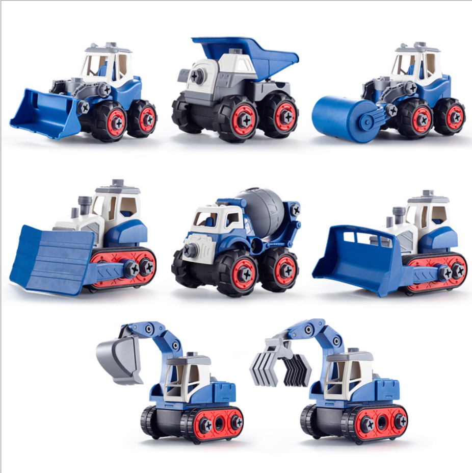Children's assembly simulation educational toy car model, which can be disassembled and assembled by tightening screws, engineering vehicle sliding excavator, bulldozer truck Item Picture