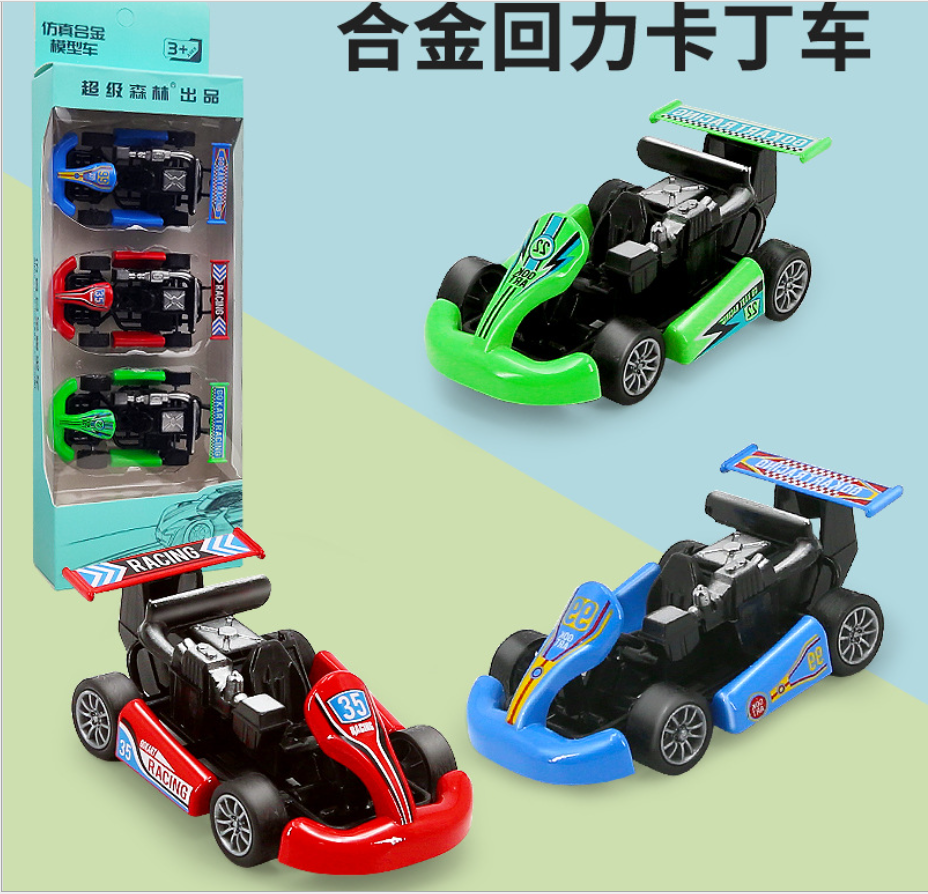 Simulation alloy rebound go-kart cartoon mini Rebound car toy set for boys, model, children's toy batch Item Picture