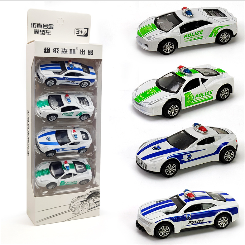 Wholesale of children's alloy rebound car set simulation cartoon mini model boys' educational sliding police car toys details Picture