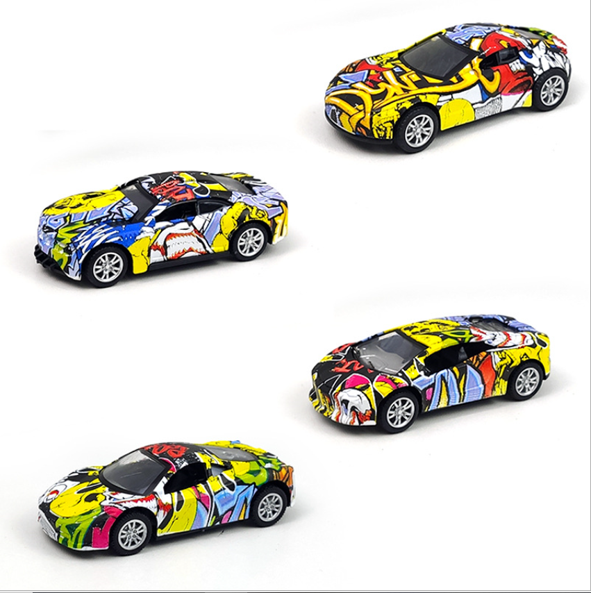 Children's simulation graffiti alloy racing toy cartoon mini rebound car toy set boy sports car model Application Scenario