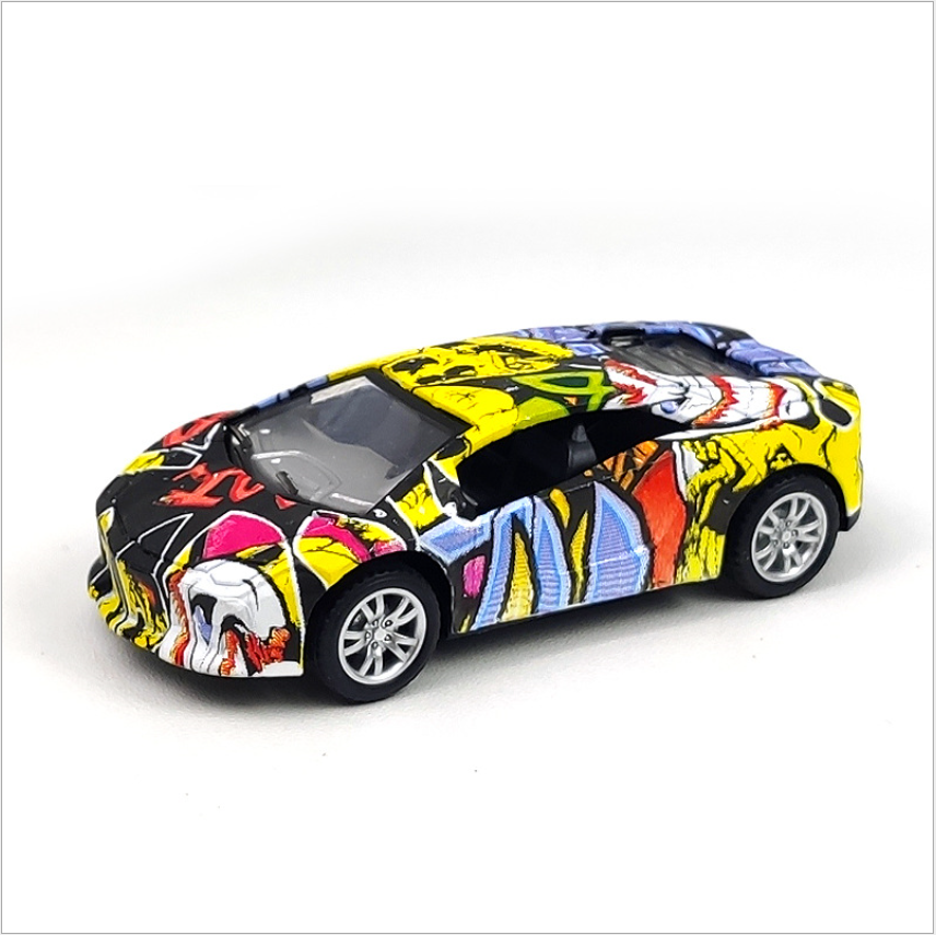 Children's simulation graffiti alloy racing toy cartoon mini rebound car toy set boy sports car model Item Picture