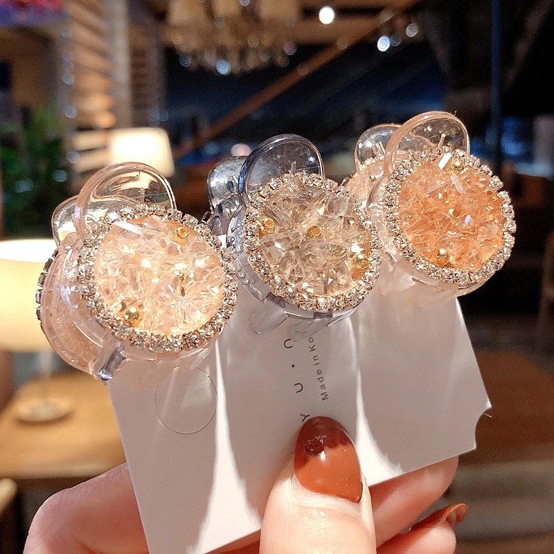 Nanruisen's dreamy, colorful glass foil grab clip, a fresh and innocent crystal hair clip for girls, a Korean princess hair clip full figure