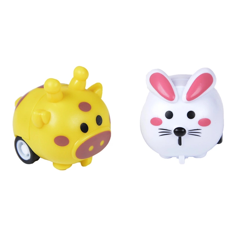 Cartoon mini resilience toy cars, animals, children's cute inertia girls, plastic street stalls, kindergarten toys Item Picture