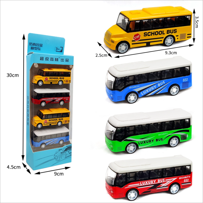 Children's simulated alloy rebound bus, city tour, rebound car toy set, street stall wholesale, inertial car details Picture
