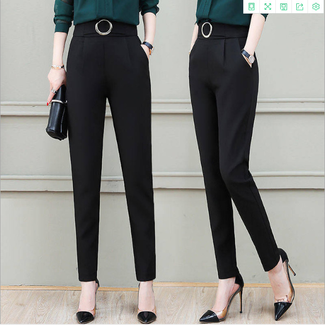 Spring and autumn new high-waisted elastic suit Harem pants, fashionable and stylish plus-size pants, loose and slimming casual pants for women details Picture