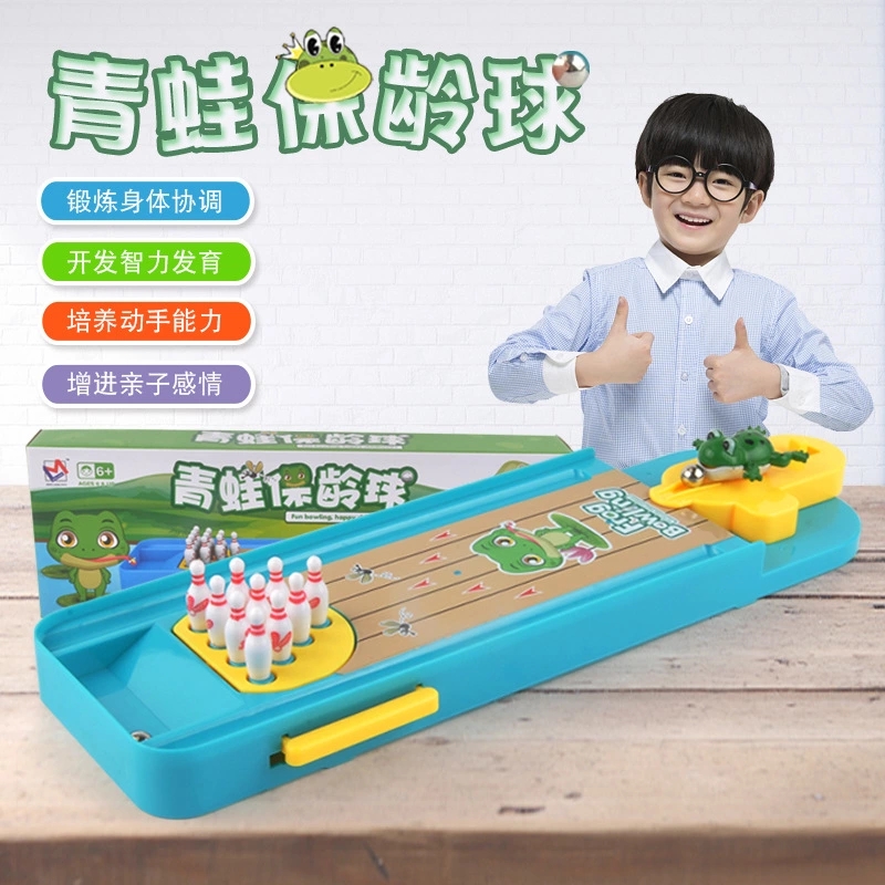 Creative frog bowling parent-child interactive game, Pinball launching platform, tabletop game, children's educational toy h full figure