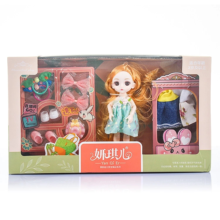 A 16cm mini simulation game set gift box of a doll riding a bicycle from a pet store is selling well at a street stall Specification drawing