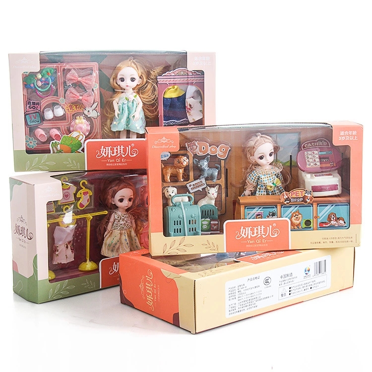 A 16cm mini simulation game set gift box of a doll riding a bicycle from a pet store is selling well at a street stall full figure