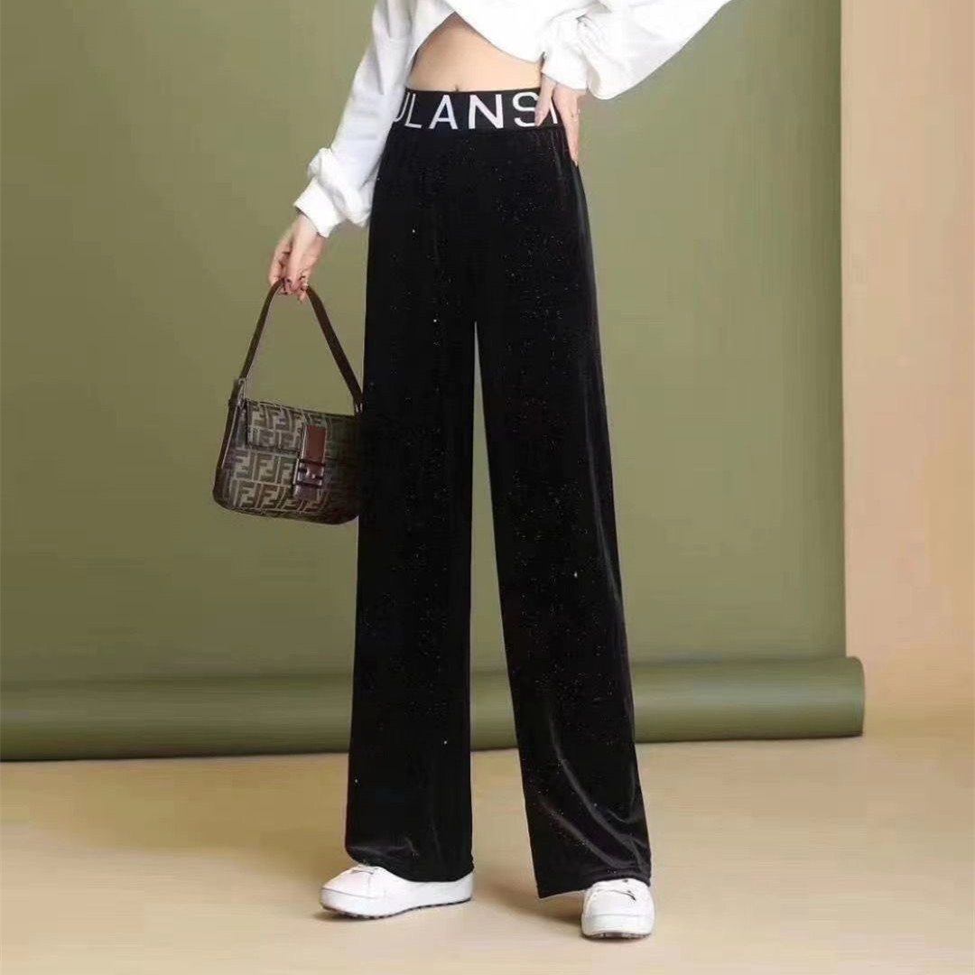 The 2020 autumn/winter new starry velvet wide-leg pants for women are elegant and stylish for commuting, making them look slimmer. The high-waisted ones are in 90% stock details Picture