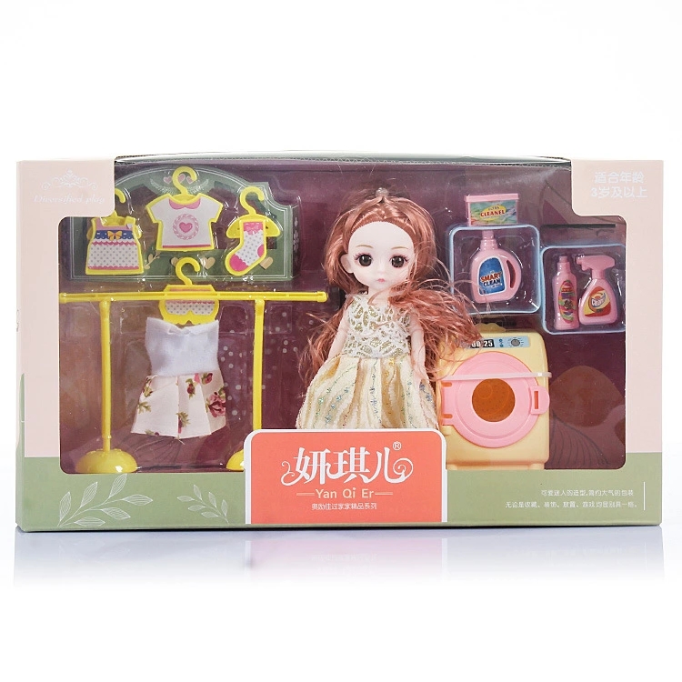 A 16cm mini simulation game set gift box of a doll riding a bicycle from a pet store is selling well at a street stall Application Scenario