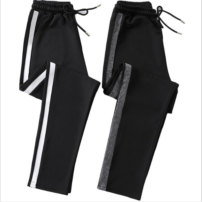 Women's loose sportswear pants 2020 new spring and autumn black pants Straight women's pants Casual pants summer thin nine-inch pants Item Picture