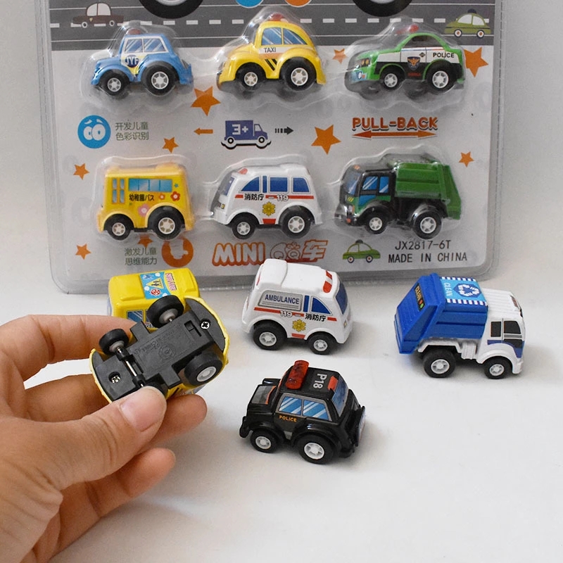 6 mini car toys with suction plates, cartoon Q-version police car set, baby pocket toy car htt Application Scenario