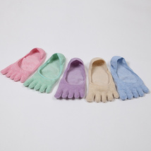 日韩夏季新品棉隐形浅口女袜 防滑硅胶纯色五指袜