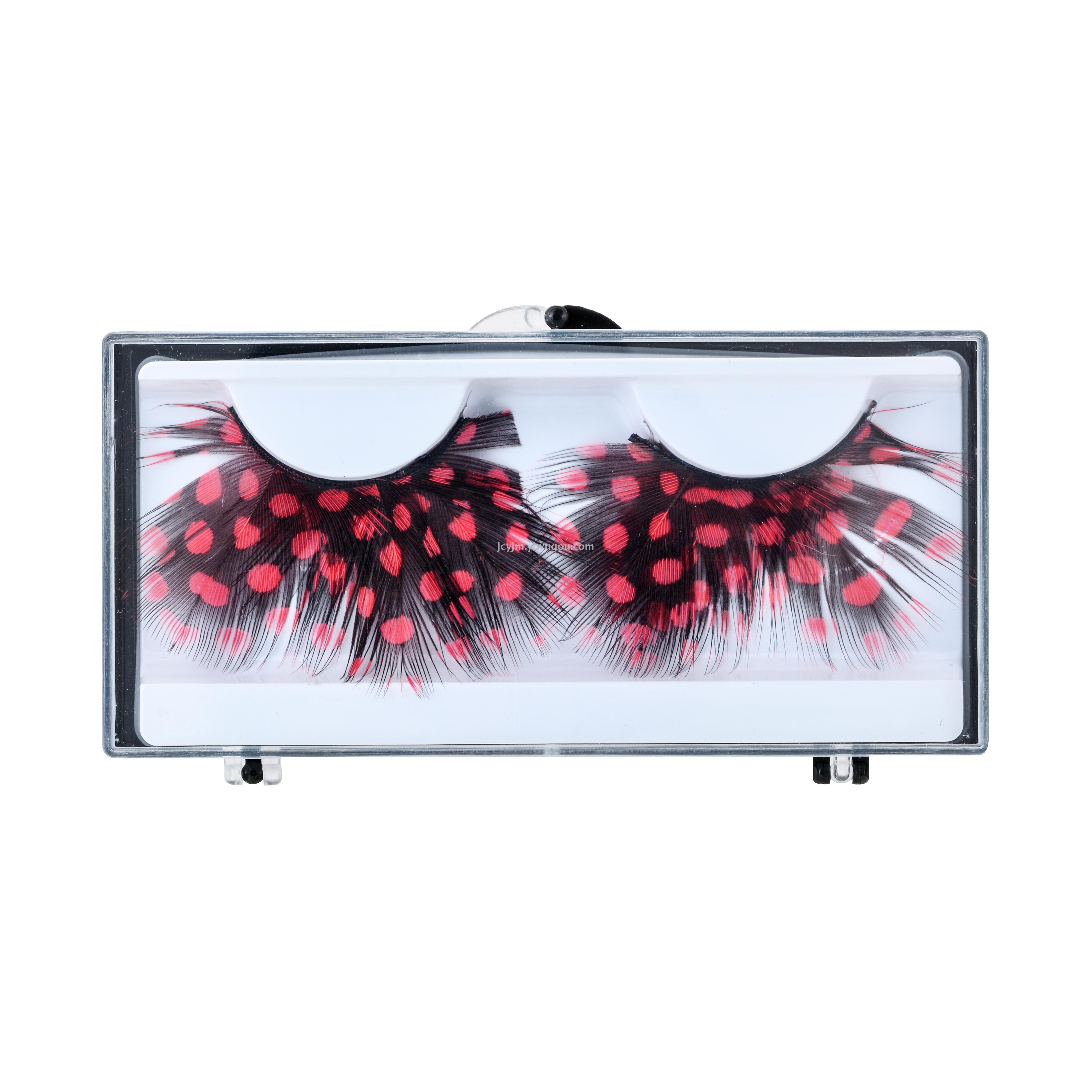 Feather eyelash Carnival eyelash Eyelash Chicken feather eyelash spotted eyelash details Picture