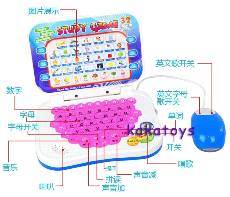 1369 Multi-functional learning Early Education Machine with Mouse, intelligent Chinese and English reading machine for children, educational toy Item Picture