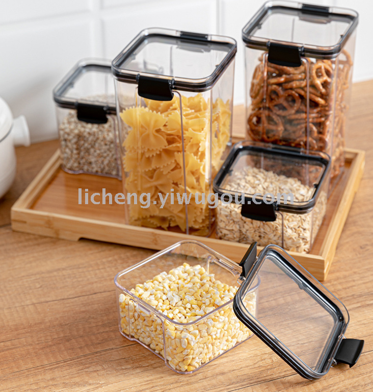 Lata sellada caja de almacenamiento de cereales de grano caja de almacenamiento de frutas secas de plástico de cocina tarro de almacenamiento de cereales de noodle Specification image
