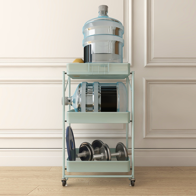 No-installation folding trolley storage rack, kitchen storage rack, floor-standing multi-layer household storage rack Item Picture