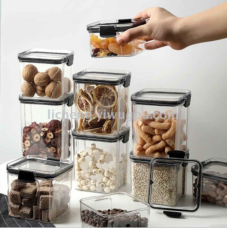 Lata sellada caja de almacenamiento de cereales de grano caja de almacenamiento de frutas secas de plástico de cocina tarro de almacenamiento de cereales de noodle