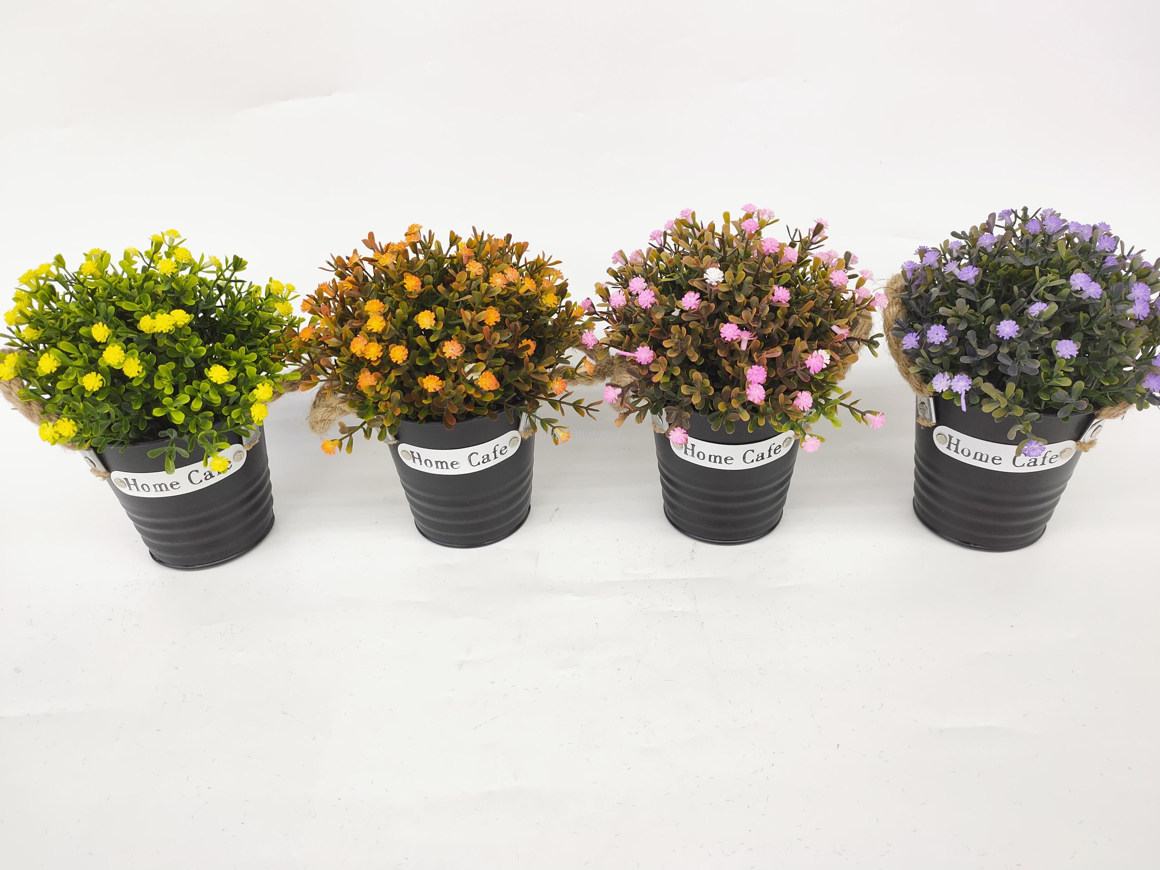 仿真花假花铁皮桶满天星绿植盆景装饰客厅餐桌摆件工艺品