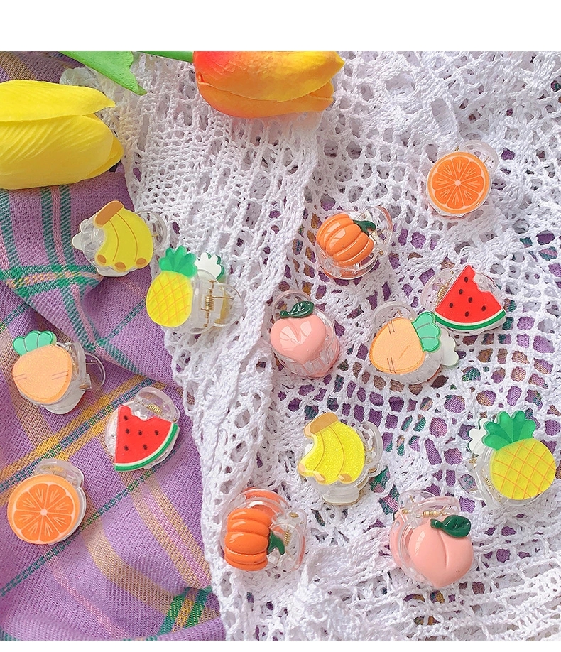 New Korean ins cartoon fruit hair clips for girls, cute and fresh top clips, small and adorable fruit side clips, top clips and hair accessories details Picture