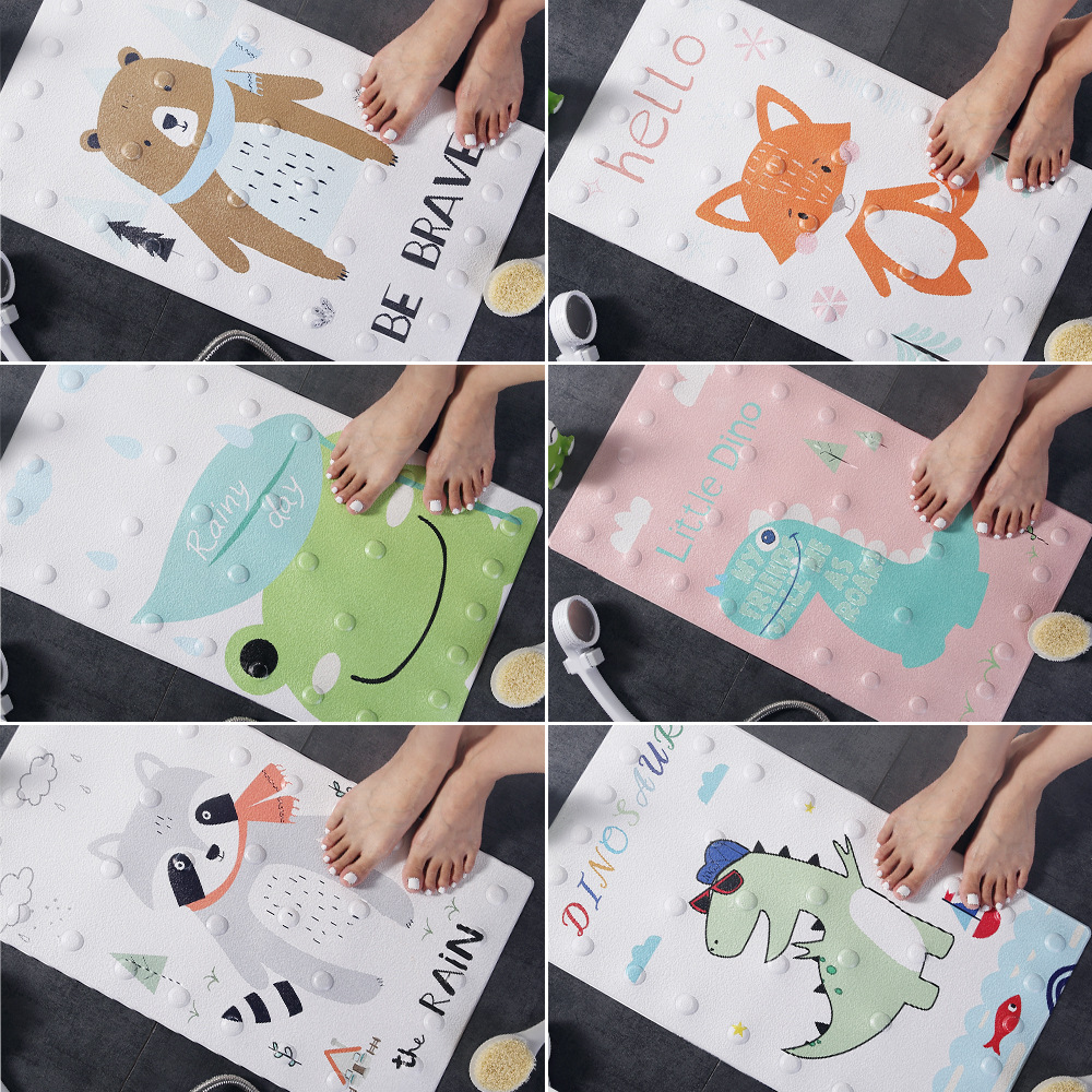 Summer Wave Cartoon bathroom anti-slip floor MATS, foot MATS, suction cups, waterproof shower room bathtub MATS, one-piece consignment, customizable Specification image
