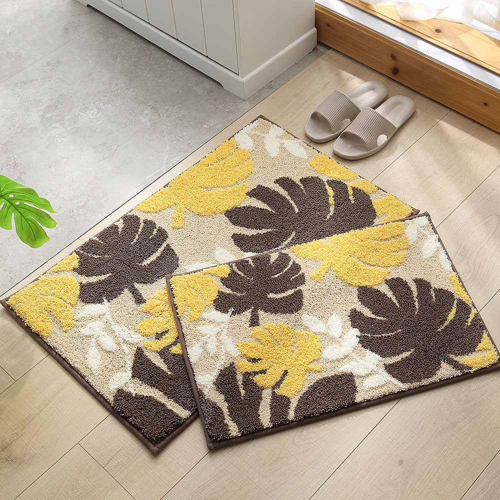 Summer wave leaf plant jacquard floor MATS for entering the bathroom, beside the bed, bedroom and kitchen, anti-slip MATS, absorbent carpets Application Scenario