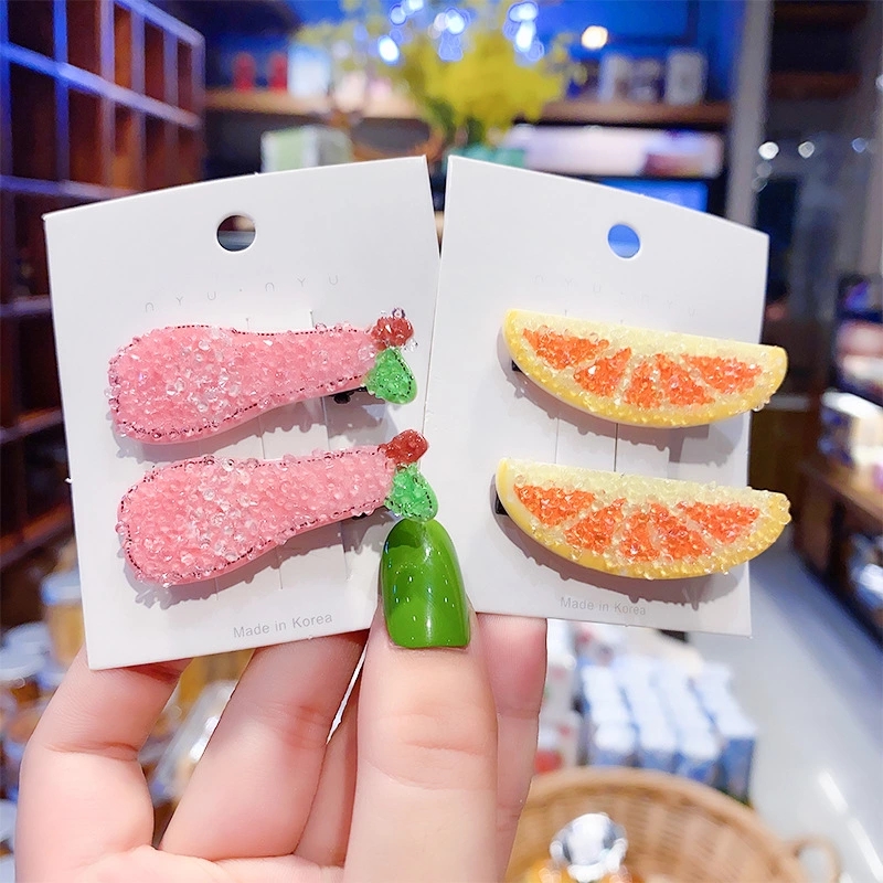 Cute girl fruit diamond hair clip, new baby back head bb clip, Korean cartoon bangs clip, children's hair accessory details Picture